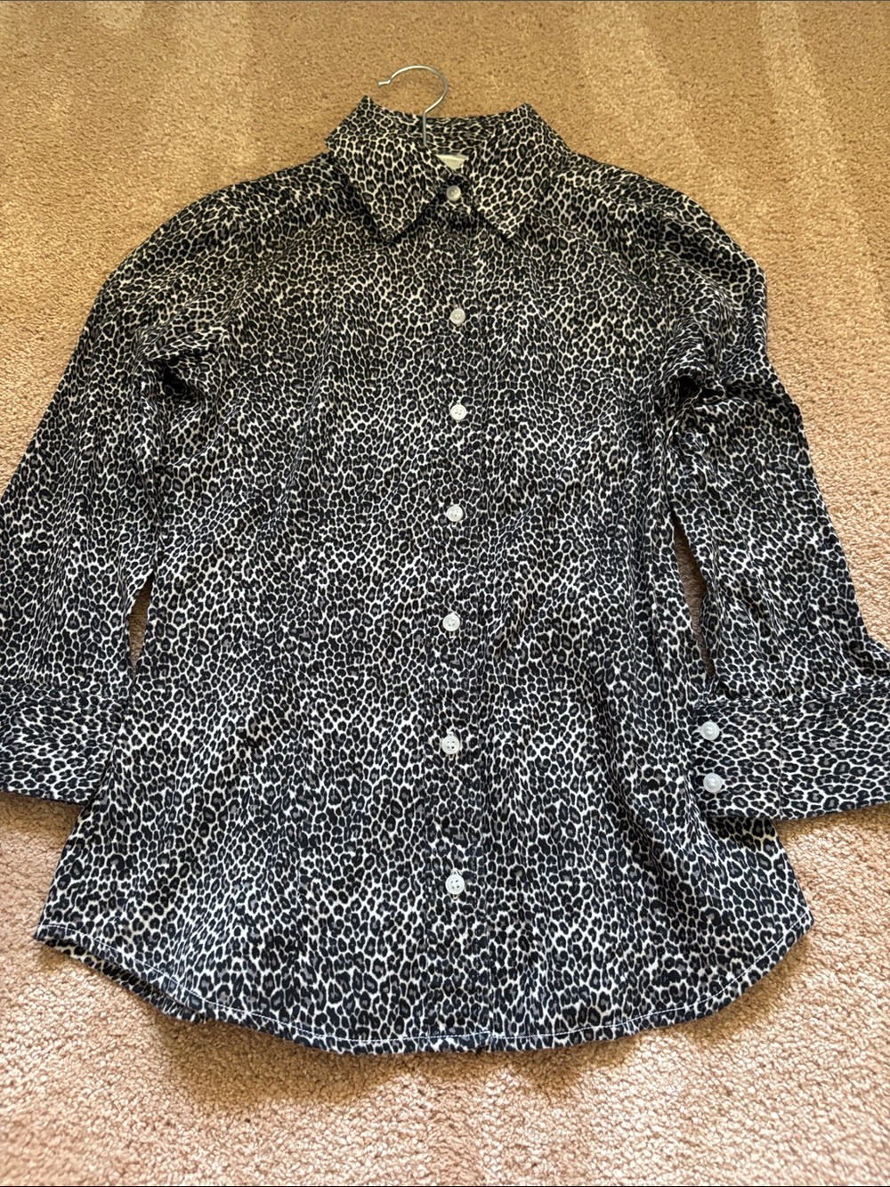 New York & Company Black and White Leopard Print Blouse